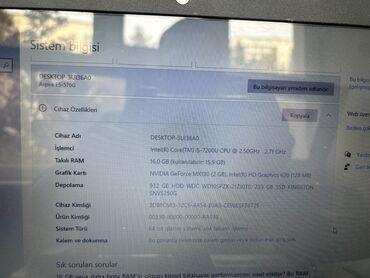 Acer: Acer noutbuk Xüsusiyyətlər: - Prosessor: Intel Core i5 (7-ci nəsil) - — 9