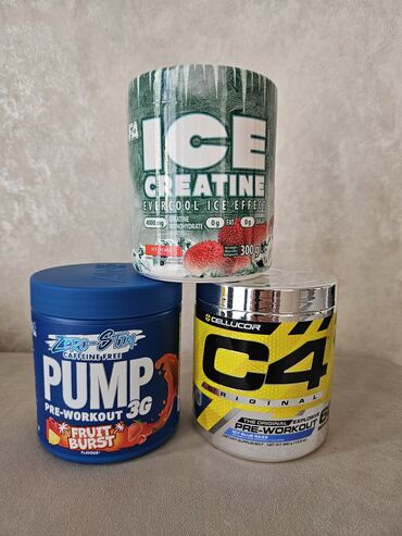 idman kaskı: Idman qidası Ice creatine - 55, Pump pre-workout -65, C4 original