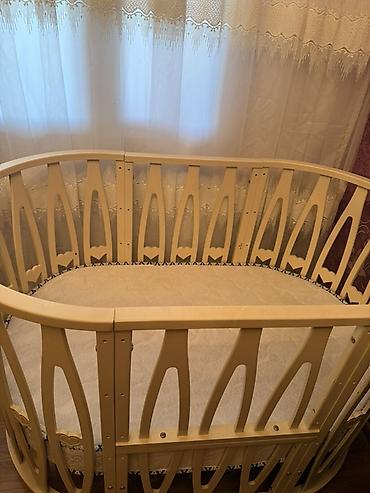 acar az: Oval formalı uşaq beşiyi - Material: ağac (açıq krem rəngində) — 4