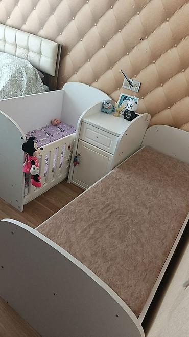 Uşaq otağı üçün kombinə edilmiş dəst: beşik + uşaq çarpayısı + komod +
