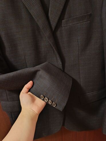 Pencəklər: Kişi dəbli şineli (blazer) – klassik dizayn - Rəng: tünd-boz, xırda — 4