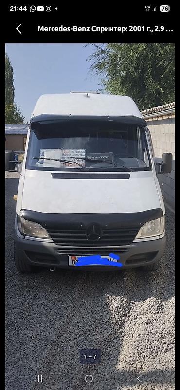Унаа: Mercedes-Benz Спринтер: 2001 г., 2.9 л, Кол менен иштөөчү, Дизель, Бус — 4