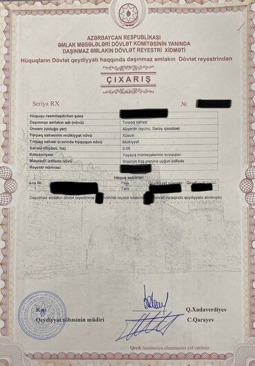 Torpaq sahələrinin satışı: 6 sot, Tikinti, Mülkiyyətçi, Kupça (Çıxarış) — 14