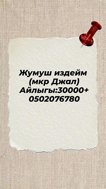 Недвижимость: Ищу работу в мкр. Джал. 
Желаемый уровень зарплаты: от 30 000+ — 1