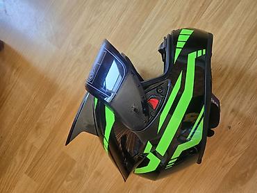 motor kaskları: Yaşıl zolaqlı110AZN+şəffaf vizor. Motosiklet kask Ünvan Yasamal — 1