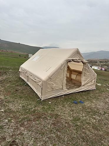 военный тент: Палатка надувная (стационарно-кемпинговая), бежевого цвета — 2