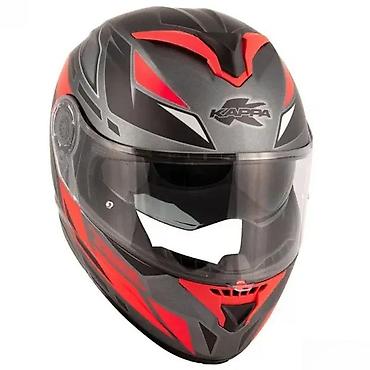 cena kacige: Kappa integralna moto kaciga – sportski dizajn, crno‑siva sa crvenim — 4