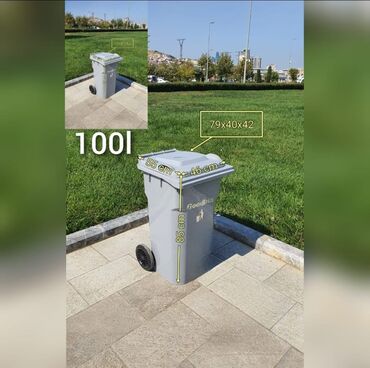 Tullantı qabları: Müxtəlif ölçülərdə və rənglərdə Goodbin zibil qutuları. Bu zibil — 11