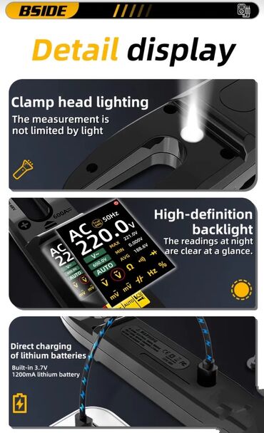 Multimetri: BSIDE klešta multimetar sa LCD ekranom visoke rezolucije, dizajniran — 21