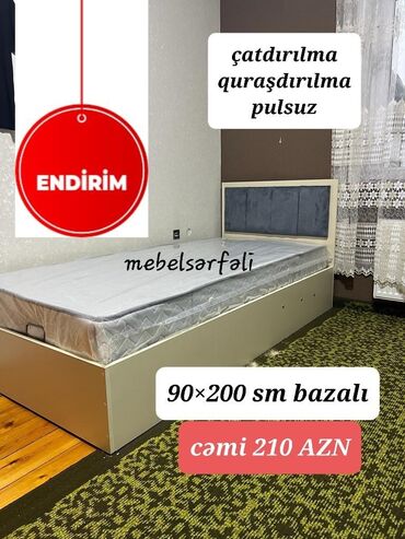 demir çarpayi: Новый, Односпальная кровать, С подъемным механизмом, С матрасом, Без выдвижных ящиков, Азербайджан