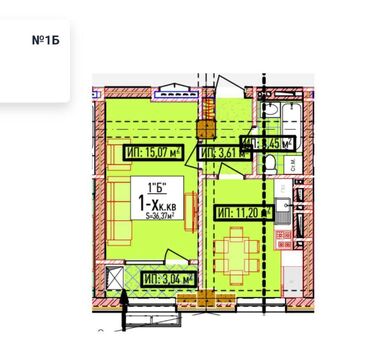 1 комн псо: 1 комната, 36 м², Элитка, 9 этаж, ПСО (под самоотделку)