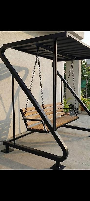 Metall karkaslı bağ/balkon yelləncəyi – çardaqlı model - Güclü polad