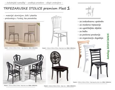 Stolice: TRPEZARIJSKE STOLICE premium PLAST 1 Aluminijum, čelik i plastika – — 1