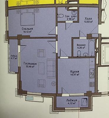 2 комнаты, 80 м², Асанбай мкр Элитка, 13 этаж, Требуется ремонт