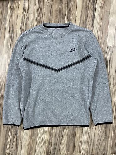 nike react: Свитшот Nike, серый меланж. - Классический круглый вырез. - Длинные — 1