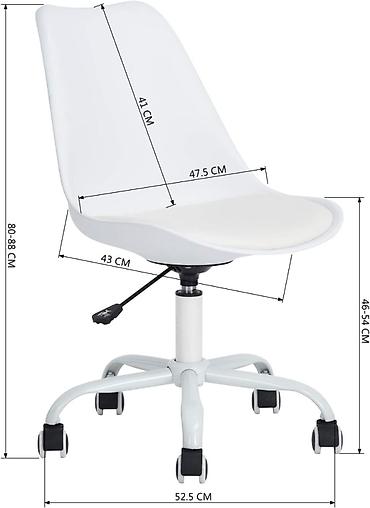 Kancelarijske stolice: Radna stolica na točkićima – bela - Moderan minimalistički dizajn sa — 8