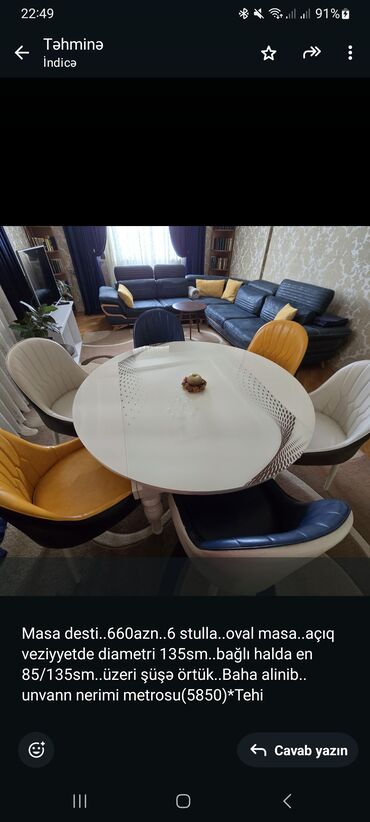 ağ stullar: Qonaq otağı üçün, Açılan, Oval masa, 6 stul