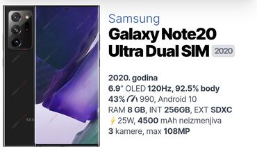 samsung galaxy note 3: Samsung Galaxy Note 20 Ultra, bоја - Crna