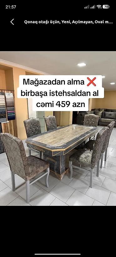 samavar ucuz: Qonaq otağı üçün, Yeni, Açılmayan, Oval masa, 6 stul — 1
