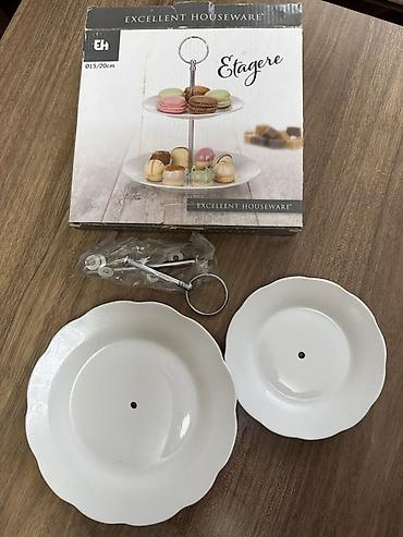 çaydan: Tort və şiriniyyat qabı, rəng - Ağ, Keramika — 2