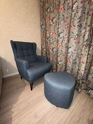 Мягкие кресла: Кресло с подставкой-пуфом - Стиль: «ушастик» с высокой поддержкой — 1