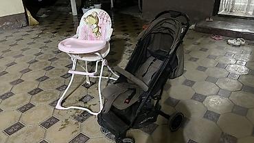 коляска автолюлька: Детский комплект: стульчик для кормления и прогулочная коляска — 1