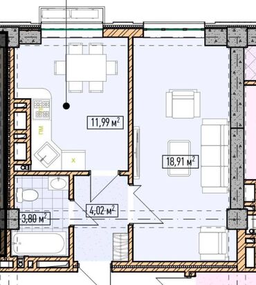 Иссык-Куль 2025: 1 комната, 39 м², Элитка, 3 этаж, ПСО (под самоотделку)