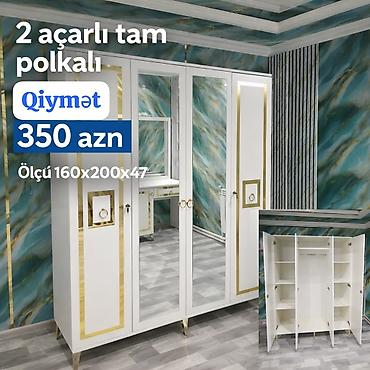 Dolablar: - 2 açarlı, tam polkalı qarderob - Ön hissədə iki güzgülü qapı — 1