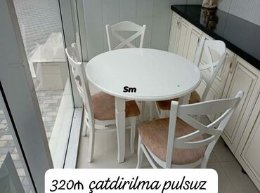 Masa və oturacaq dəstləri: Mətbəx üçün, Yeni, Açılan, Dördbucaq masa, 4 stul — 19