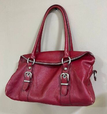 женские кожаные сумки: Сумка женская, красная, кожаная, без плечевого ремня, размер 40 см х