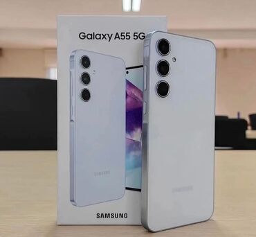 samsung телефон: Samsung Galaxy A55, 128 ГБ, цвет - Белый, Отпечаток пальца, Две SIM карты, Face ID