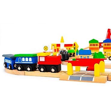 mima vozicek: DRVENA SET ŽELEZNICA NA BATERIJE – 90 elemenata | ECO TOYS Šifra — 2