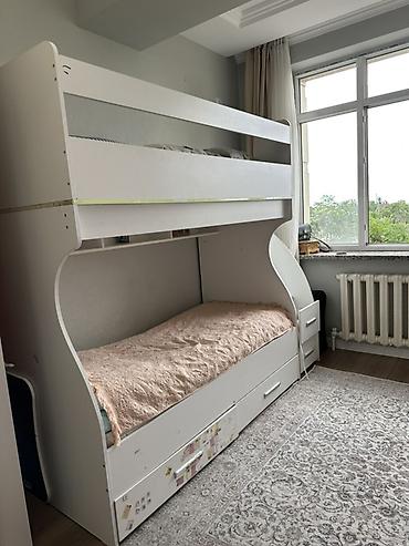 bunk bed: Двухъярусная детская кровать-комплект из ЛДСП, белая. Описание и — 1