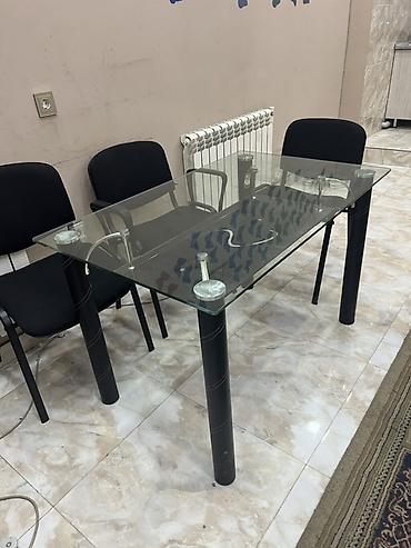 Ev və bağ: Şüşə stol - Material: qalın temperli şüşə üstlük, metal konstruksiya — 1