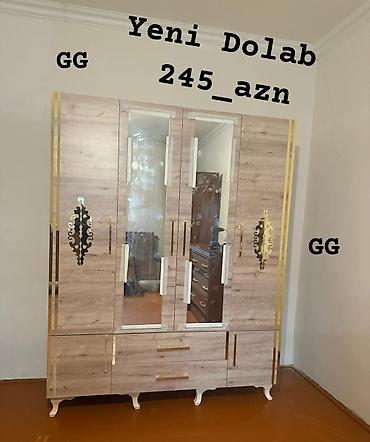 Dolablar: Yeni və sifarişlə 4 qapılı dolab Qiymət: 245 AZN Ölçü: 1.60 × 47 × 2 — 1