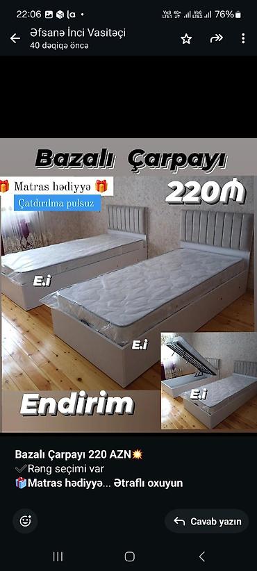 matras üzlüyü: Birnəfərlik, Bazalı, Pulsuz matras, Siyirməsiz, Azərbaycan — 8