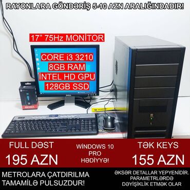 Masaüstü kompüterlər və iş stansiyaları: Masaüstü Kompüter "DDR3 H61 1155 Core i3 3210” ⭐Tək Sistem Bloku – 155 — 4