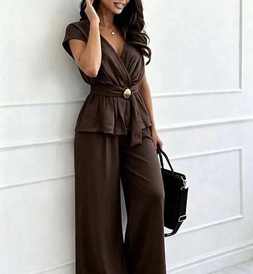 pull: Damski komplet – bluza i pantalone širokih nogavica. - Gornji deo — 3
