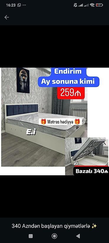 Bazalı yataq dəsti – müasir dizayn, yumşaq başlıq və geniş alt saxlama lalafo.az -da Bazalı yataq dəsti – müasir dizayn, yumşaq başlıq və geniş alt saxlama
