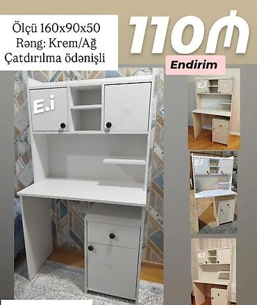 kitab dolabi: Kompyuter/iş masası - Ölçü: 160×90×50 sm - Rəng: Krem/Ağ - Qiymət — 1