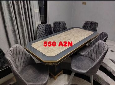 Masa və oturacaq dəstləri: Qonaq otağı üçün, Yeni, Açılmayan, Dördbucaq masa, 6 stul — 13