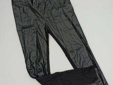 Czarne legginsy wykonane ze sztucznej skóry z wstawkami materiałowymi