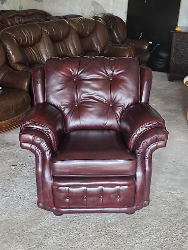 Stilske garniture: Kožni set za dnevni boravak – bordo - Komplet: trosed + 2 fotelje - — 7