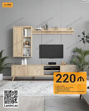 Ev və bağ: TV altlığı və divar modulu dəsti - Kod: 5374 - Ölçülər: Dərinlik 40 — 1