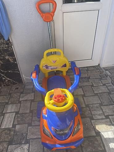 Uşaq üçün elektrik maşınları: Uşaqlar üçün itələməli oyuncaq maşın “Magic Car”. Parlaq narıncı — 2