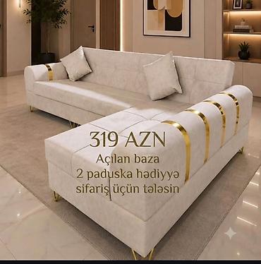divan dəri: Künc divan – açılan bazalı model - Qiymət: 319 AZN (şəkildə — 1
