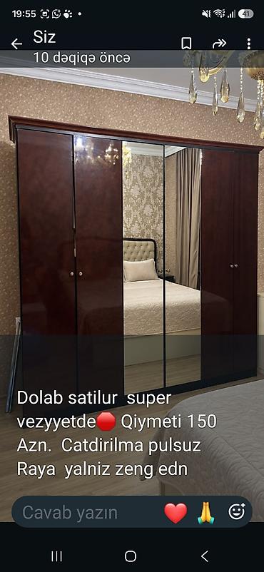 taxt divan: Geniş yataq otağı dolabı - 5 qapılı, ortada 2 tam ölçülü güzgü paneli — 1