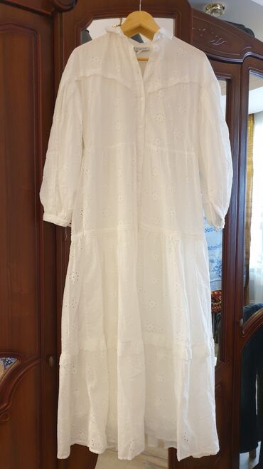 белые платье: Повседневное платье, Турция, Лето, Длинная модель, Хлопок, Платье-рубашка, 4XL (EU 48)
