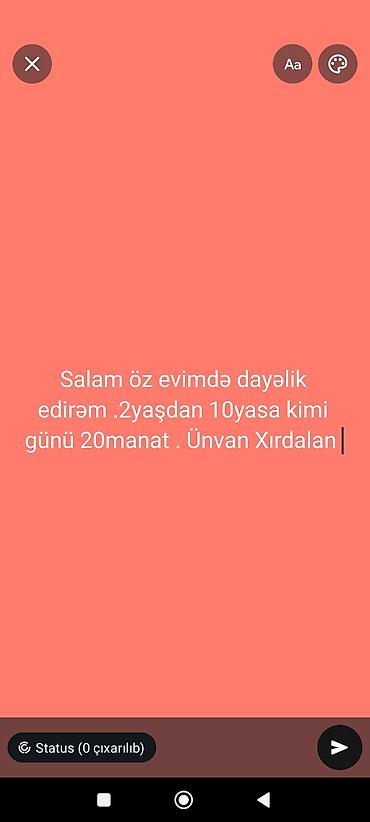 qapi evi: Uşaq baxımı xidməti – Xırdalan - Öz evimdə dayəlik xidməti göstərirəm — 1