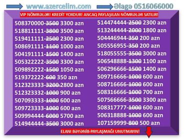 044 nomreler: Nömrə: ( 050 ) ( 2003838 ), İşlənmiş